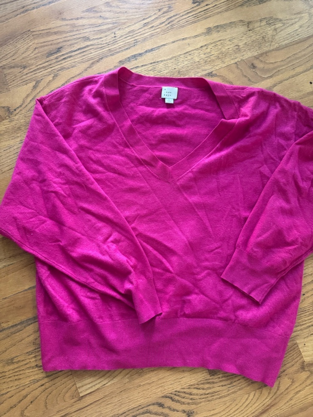 a new day Women's V-Neck Sweater in Fuchsia